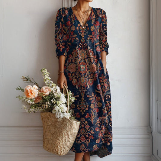 Vintage Ethnic Long Sleeve Dress