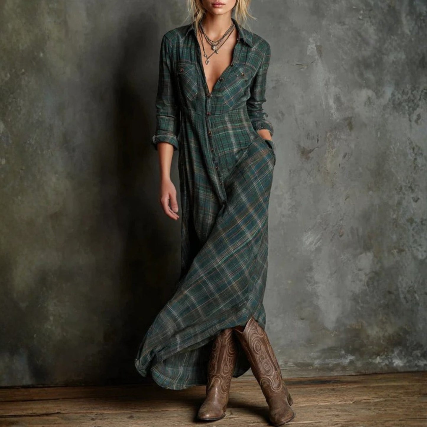 Plaid Perfection Maxi Dress