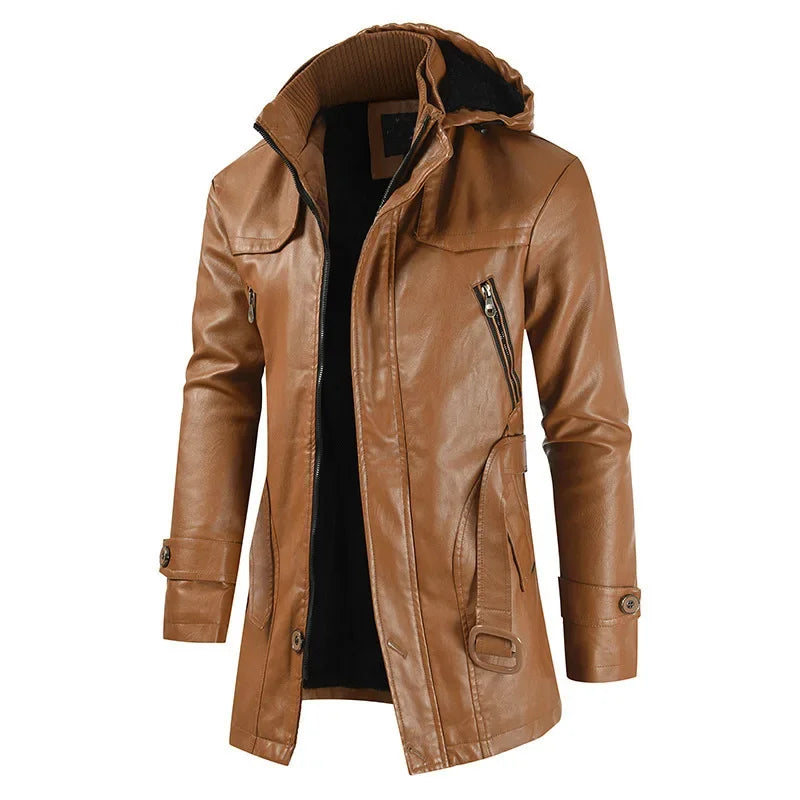 Stylish Hooded Leather Jacket