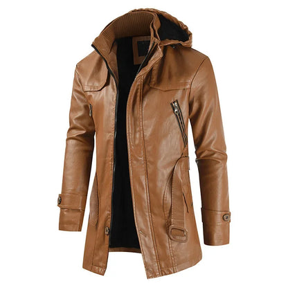 Stylish Hooded Leather Jacket