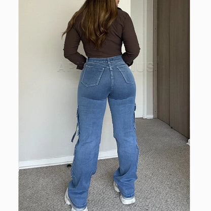 Vintage High Waist Cargo Jeans