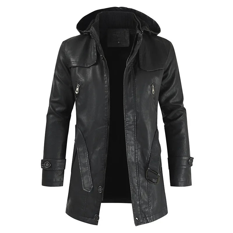 Stylish Hooded Leather Jacket