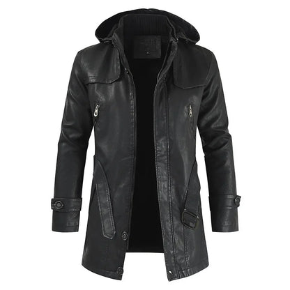 Stylish Hooded Leather Jacket