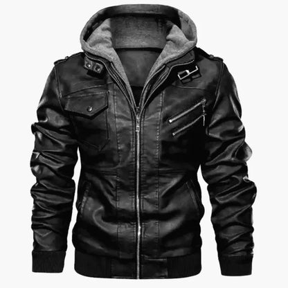 Avero Leather Hooded Jacket
