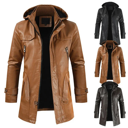 Stylish Hooded Leather Jacket