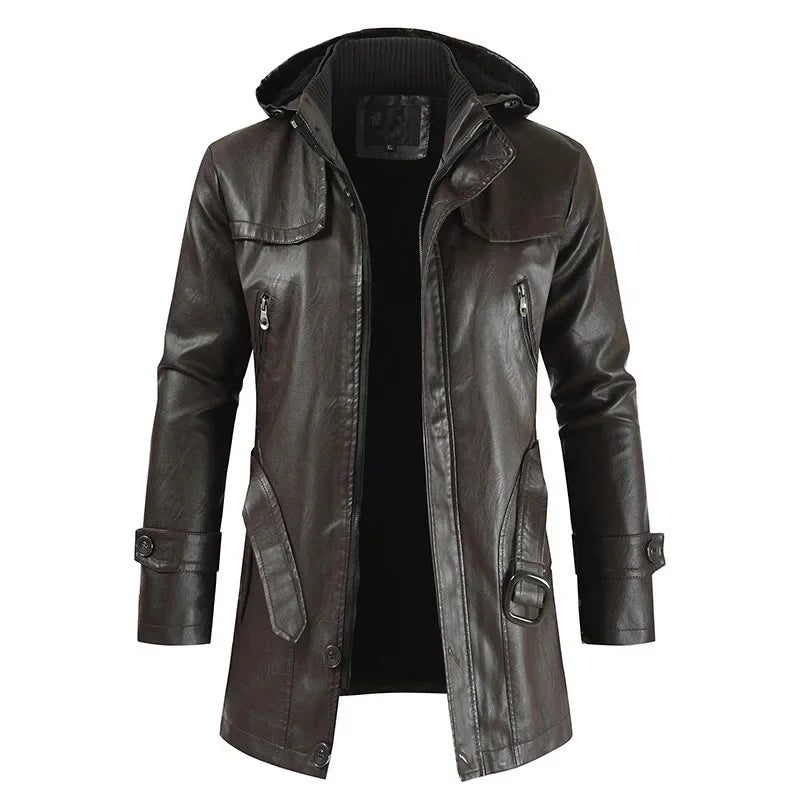Stylish Hooded Leather Jacket