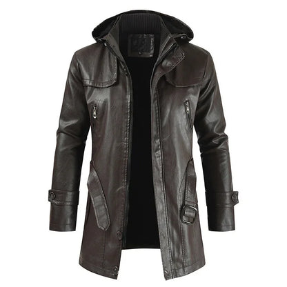 Stylish Hooded Leather Jacket