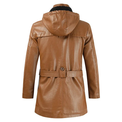 Stylish Hooded Leather Jacket