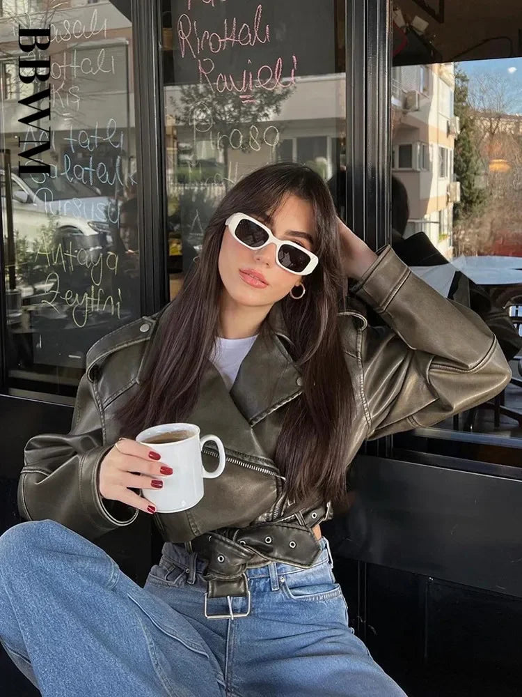 Stylish Women's Vintage Moto Jacket