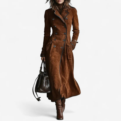 Nathaly™ Suede Trench Coat for a Sophisticated Style