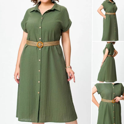 Women's Solid Color Casual Button-Down Dress