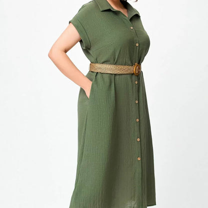 Women's Solid Color Casual Button-Down Dress