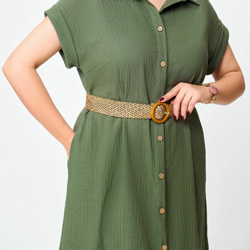 Women's Solid Color Casual Button-Down Dress