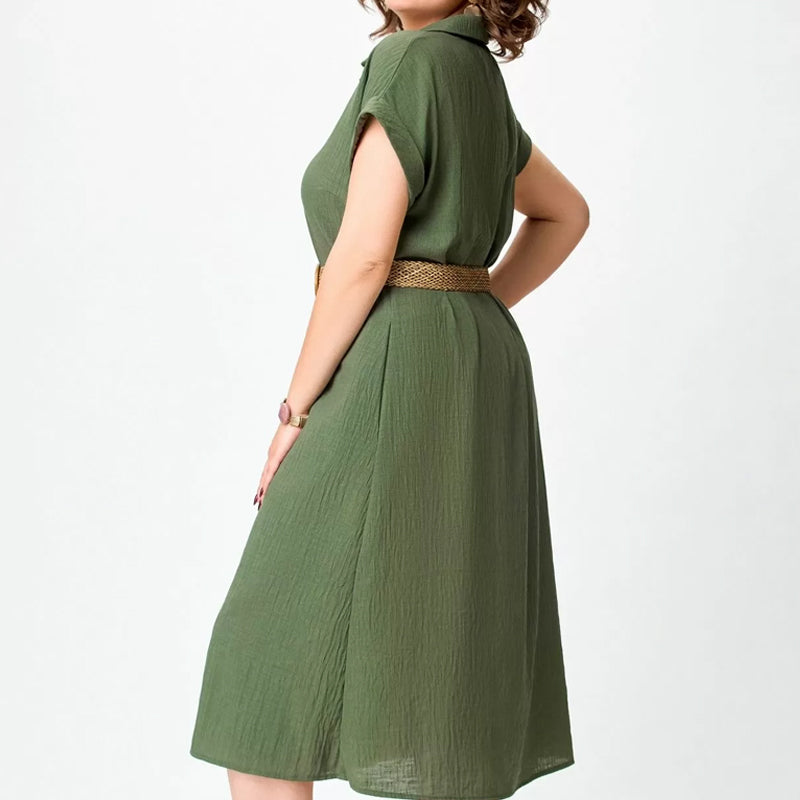 Women's Solid Color Casual Button-Down Dress