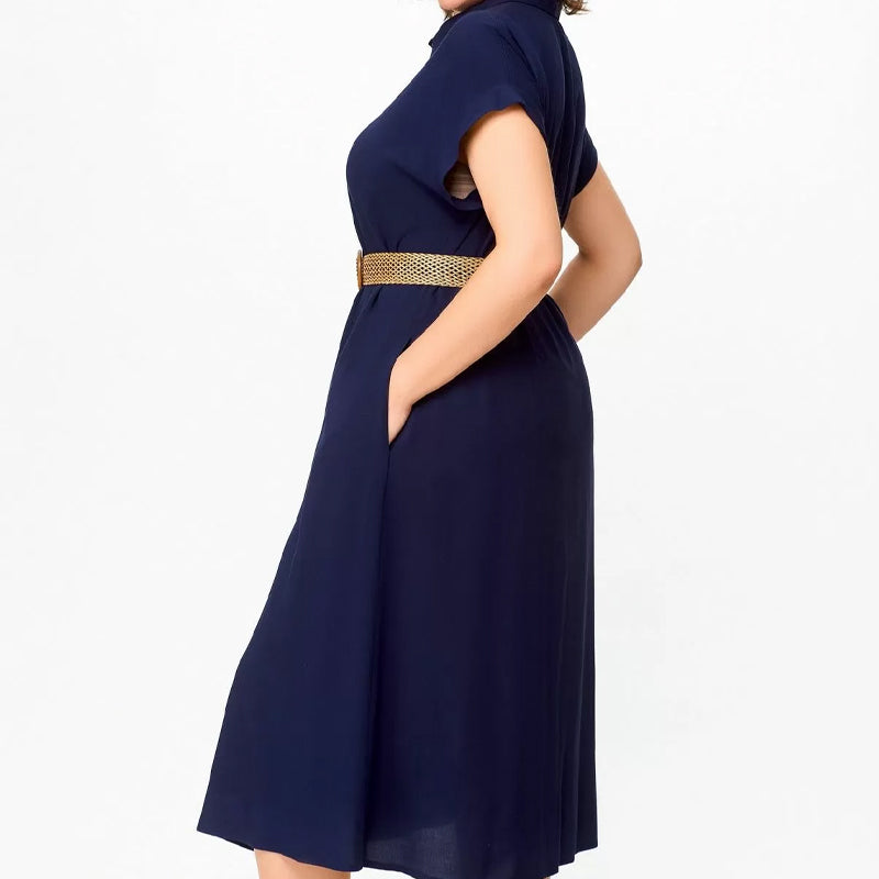 Women's Solid Color Casual Button-Down Dress