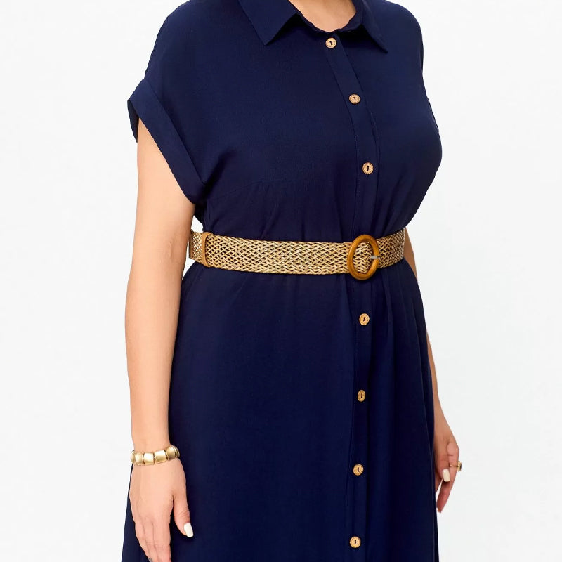 Women's Solid Color Casual Button-Down Dress