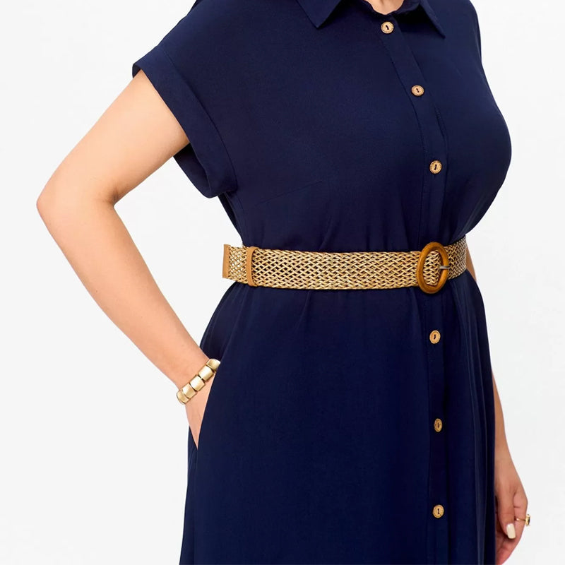 Women's Solid Color Casual Button-Down Dress