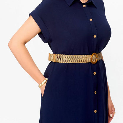 Women's Solid Color Casual Button-Down Dress