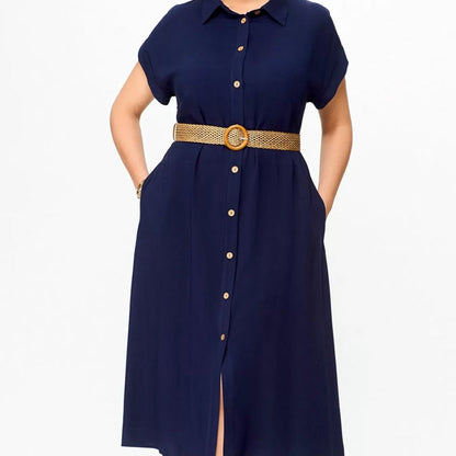 Women's Solid Color Casual Button-Down Dress