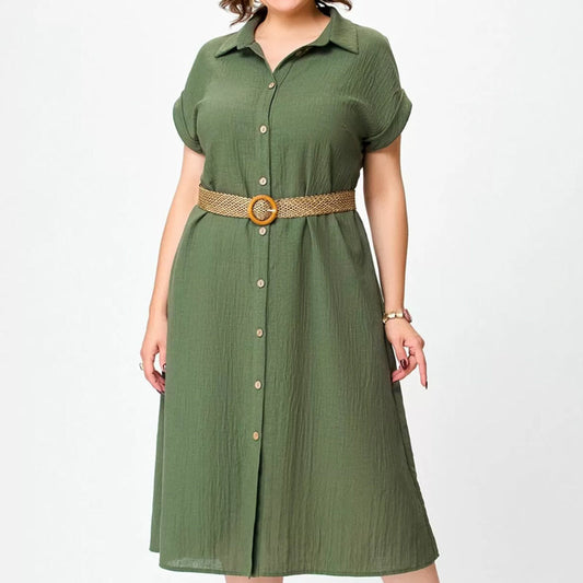Women's Solid Color Casual Button-Down Dress