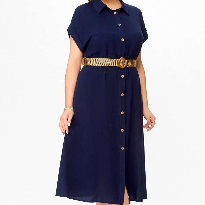 Women's Solid Color Casual Button-Down Dress