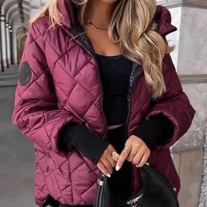 Warm and casual cotton hooded jacket for women